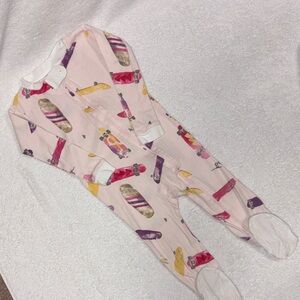 Burt's Bees Baby Pink Skateboard Print Footie